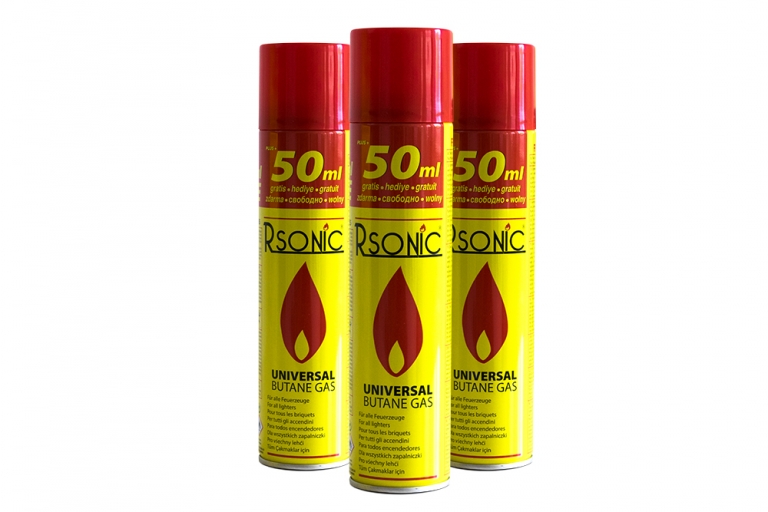 96 Stück Rsonic 250ml+50ml Butan Feuerzeuggas Gas