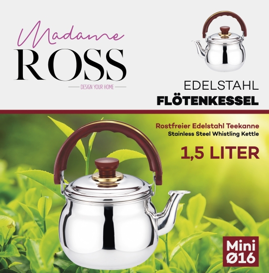 Madame Ross Edelstahl Flötenkessel Mini 1.5 Liter