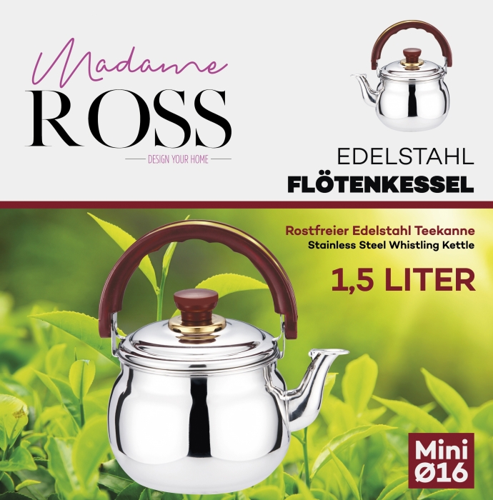 Madame Ross Edelstahl Flötenkessel Mini 1.5 Liter